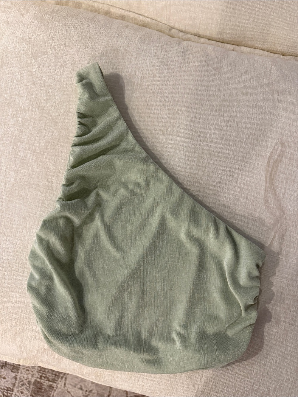 One-Shoulder Sage Green crop Top